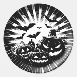 Halloween in black and white ronde sticker
