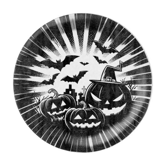 Halloween in black and white snijplank (Voorkant)