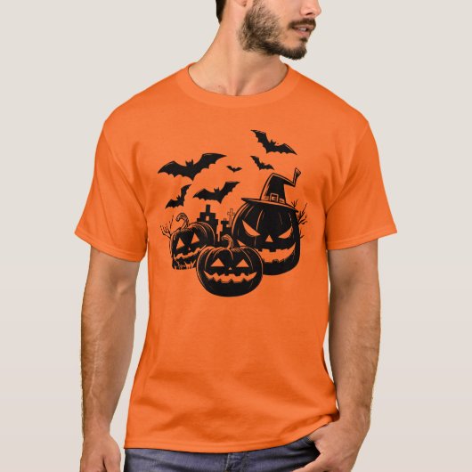 Halloween in black and white t-shirt (Voorkant)