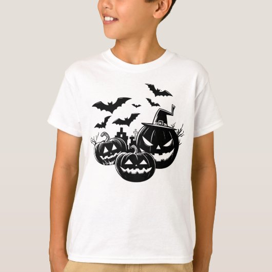 Halloween in black and white t-shirt (Voorkant)
