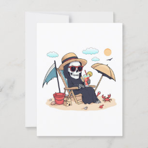 Halloween in de zomer – Grim Reaper op het strand Briefkaart