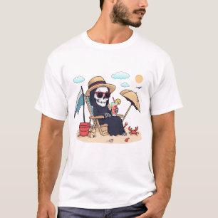 Halloween in de zomer – Magere Hein op het strand T-shirt