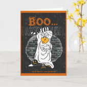 Halloween in gevangeniskaart: "Boe-geroep… Hoo". Kaart (Gele Bloem)