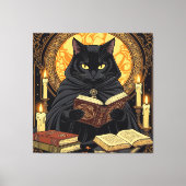 Halloween In Hardback A Cat Reading Books Canvas Afdruk (Voorkant)