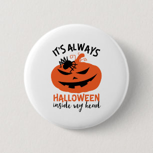 Halloween in my Head Funny Jack O Lantern Ronde Button 5,7 Cm