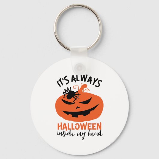 Halloween in my Head Funny Jack O Lantern Sleutelhanger (Voorkant)