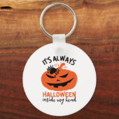 Halloween in my Head Funny Jack O Lantern Sleutelhanger (Voorkant)