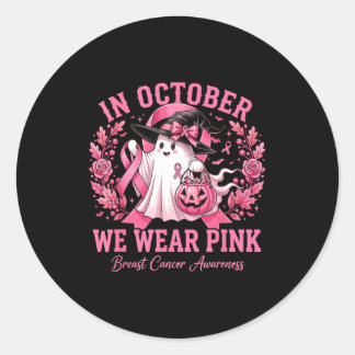 Halloween in oktober draag roze borstkanker ronde sticker
