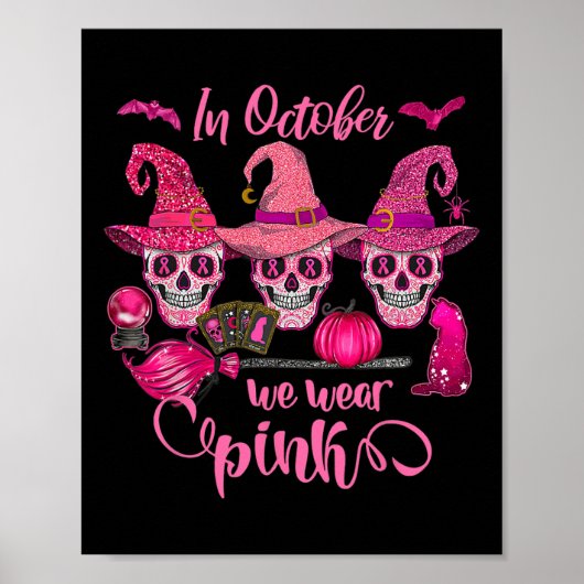 Halloween In Oktober Draag we borstkanker Awarene Poster (Voorkant)
