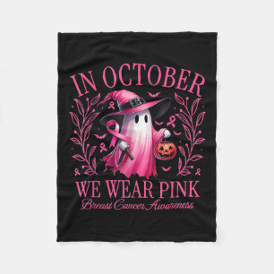 Halloween In oktober Draag we Roze Borstkanker AW Fleece Deken