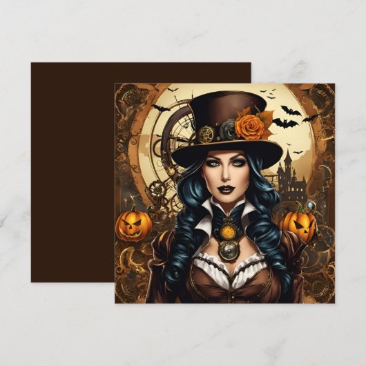 Halloween in steampunk-stijl kaart (Voorkant / Achterkant)