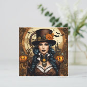 Halloween in steampunk-stijl kaart (Staand voorkant)