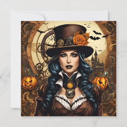 Halloween in steampunk-stijl kaart (Voorkant)