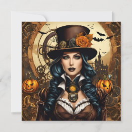Halloween in steampunk-stijl kaart