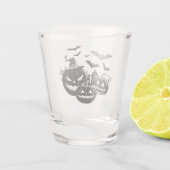 Halloween in zwart en wit shot glas (Achterkant)