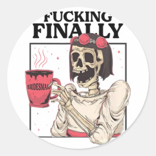 Halloween Ing Eindelijk Bruidsmeisje Skeleton Bach Ronde Sticker