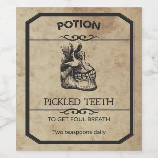 Halloween Ingemaakte Tanden Apothecary Wijn Label Wijn Etiket (Enkel label)