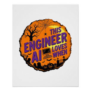 Halloween-ingenieur houdt van AI Vintage Vector De Perfect Poster