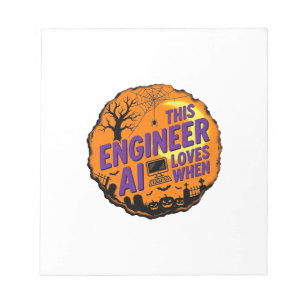 Halloween-ingenieur houdt van AI Vintage Vectoront Notitieblok