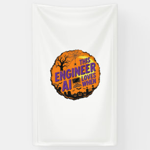 Halloween-ingenieur houdt van AI Vintage Vectoront Spandoek