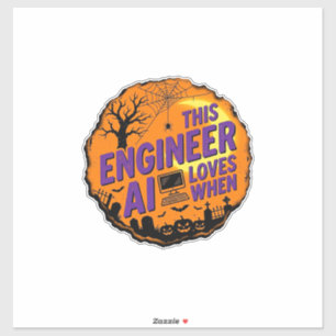 Halloween-ingenieur houdt van AI Vintage Vectoront Sticker