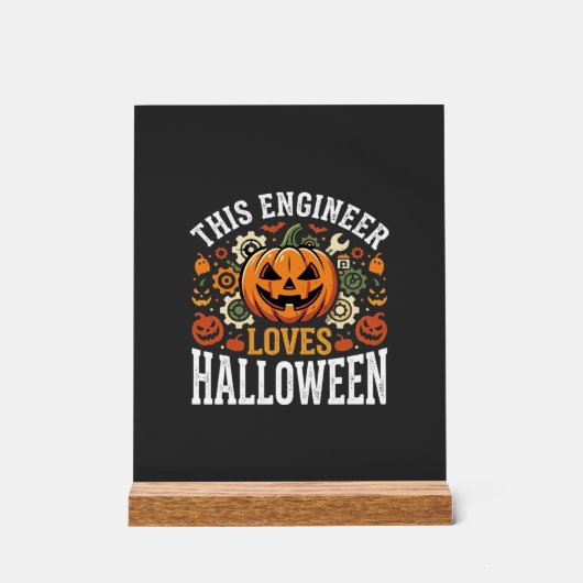 Halloween Ingenieur Pompoen Vector Acryl Bord (Voorkant)