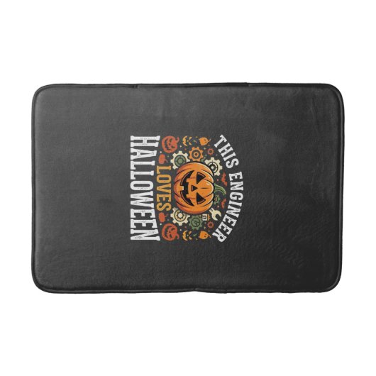 Halloween Ingenieur Pompoen Vector Badmat (Voorkant)