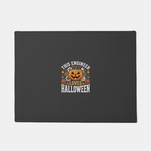 Halloween Ingenieur Pompoen Vector Deurmat (Voorkant)