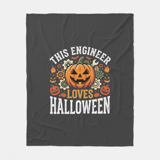 Halloween Ingenieur Pompoen Vector Fleece Deken (Voorkant)