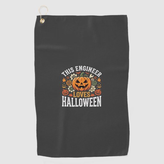 Halloween Ingenieur Pompoen Vector Golfhanddoek (Voorkant)
