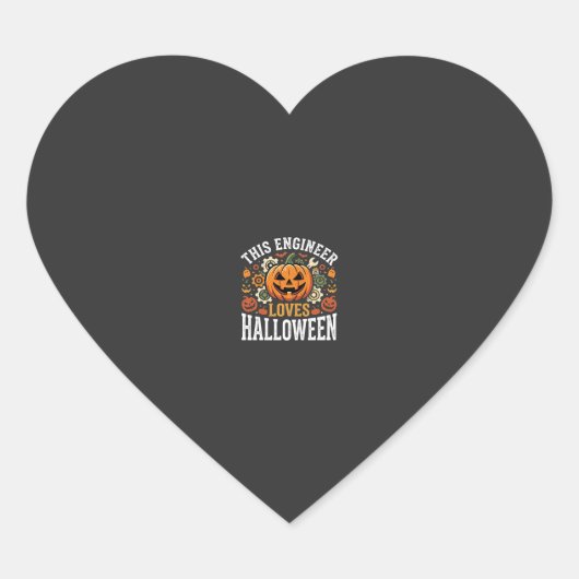 Halloween Ingenieur Pompoen Vector Hart Sticker (Voorkant)