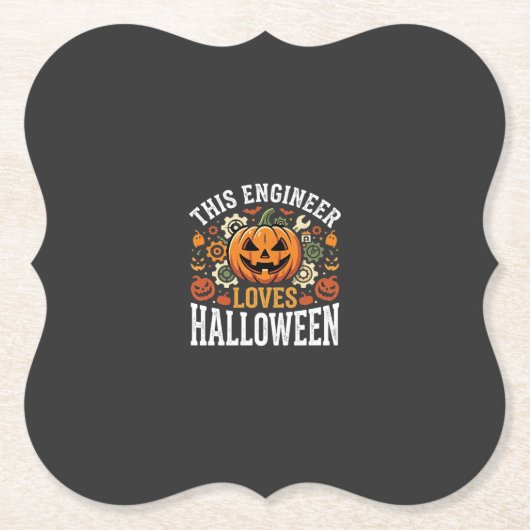Halloween Ingenieur Pompoen Vector Kartonnen Onderzetters (Voorkant)