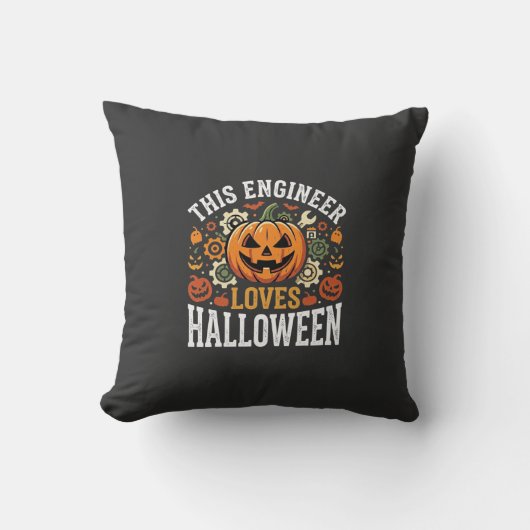 Halloween Ingenieur Pompoen Vector Kussen (Voorkant)