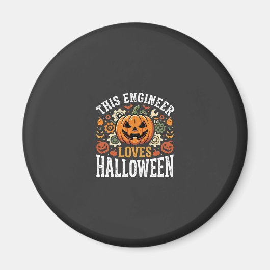 Halloween Ingenieur Pompoen Vector Magneet (Voorkant)
