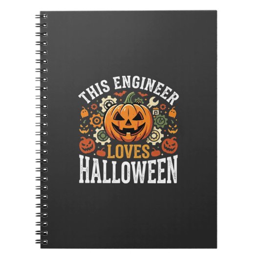 Halloween Ingenieur Pompoen Vector Notitieboek (Voorkant)