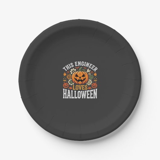 Halloween Ingenieur Pompoen Vector Papieren Bordje (Voorkant)