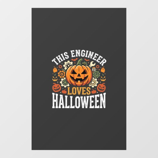 Halloween Ingenieur Pompoen Vector Raamsticker (Vel)