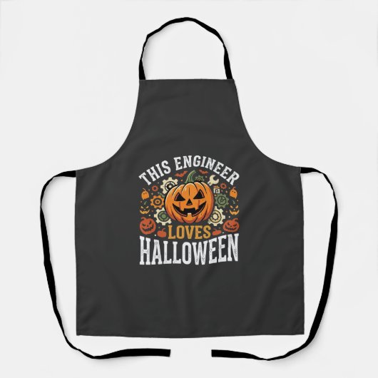 Halloween Ingenieur Pompoen Vector Schort (Voorkant)