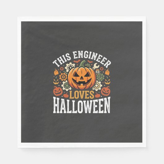 Halloween Ingenieur Pompoen Vector Servet (Voorkant)