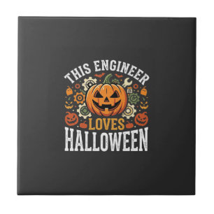 Halloween Ingenieur Pompoen Vector Tegeltje