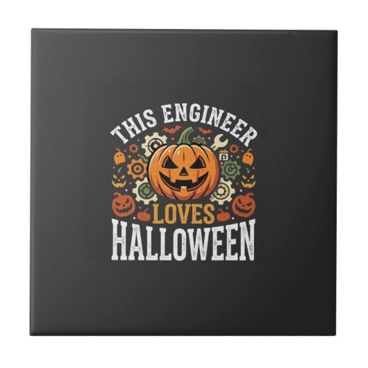 Halloween Ingenieur Pompoen Vector Tegeltje (Voorkant)