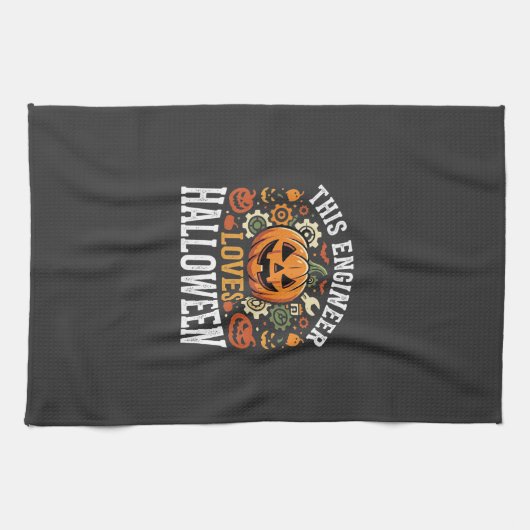Halloween Ingenieur Pompoen Vector Theedoek (Horizontaal)