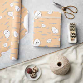 Halloween-inpakpapier met Schattigee geest en wolk Cadeaupapier