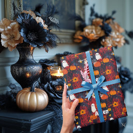 Halloween inpakpapier met spookachtig schattig ont