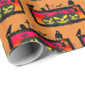 Halloween inpakpapier ( Oranje achtergrond ) (Rol Hoek)