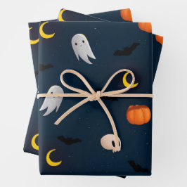 Halloween Inpakpapier Plat Vel Pompoenen Geest