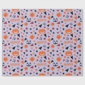 Halloween inpakpapier: pompoen, bladeren, sterren cadeaupapier (Vlak)