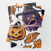 Halloween inpakpapier pompoen heks ontwerp (In situ)