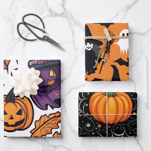 Halloween inpakpapier pompoen heks ontwerp (Voorkant)