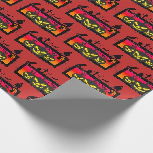 Halloween inpakpapier ( rode achtergrond ) (Hoek)